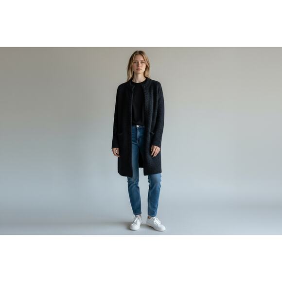 Eileen Fisher Jackets & Blazers - Eileen Fisher Women Boucle Organic Wool Sweater Coat 12/14 Lagenlook Minimalist